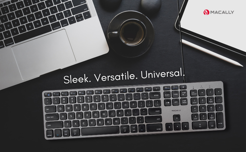 Macally USB Wired Keyboard for Mac and Windows Apple