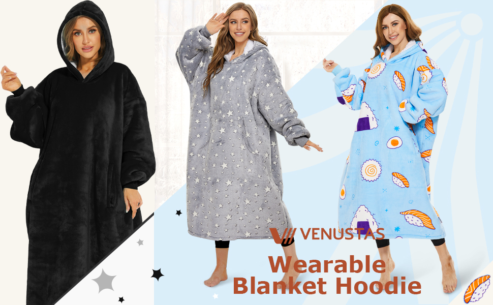 Venustas Wearable Blanket Hoodie, Oversized Sherpa Hooded