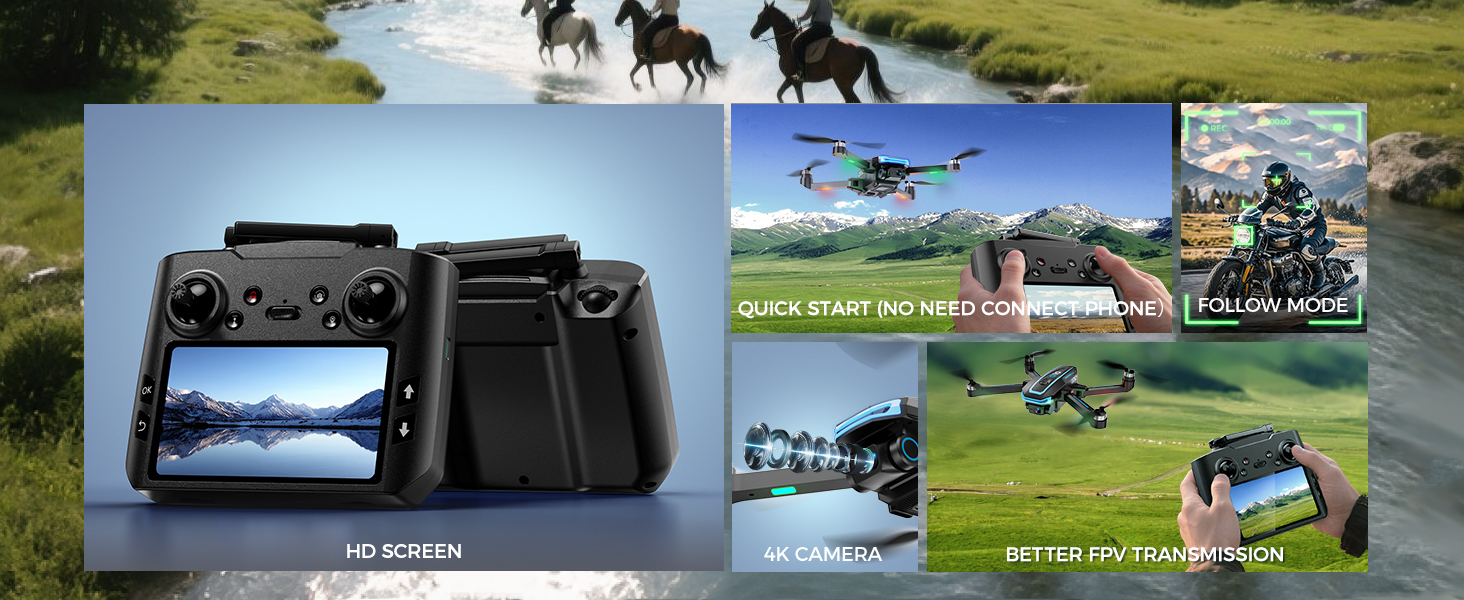 drone with camera 4k for adults screen on controller