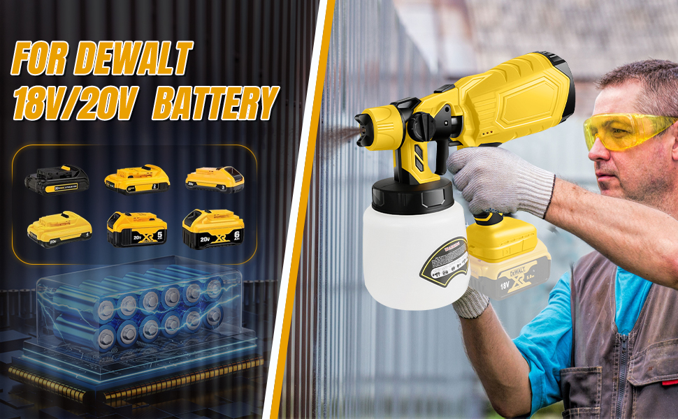 Cordless Paint Sprayer for Dewalt 20V Max Battery