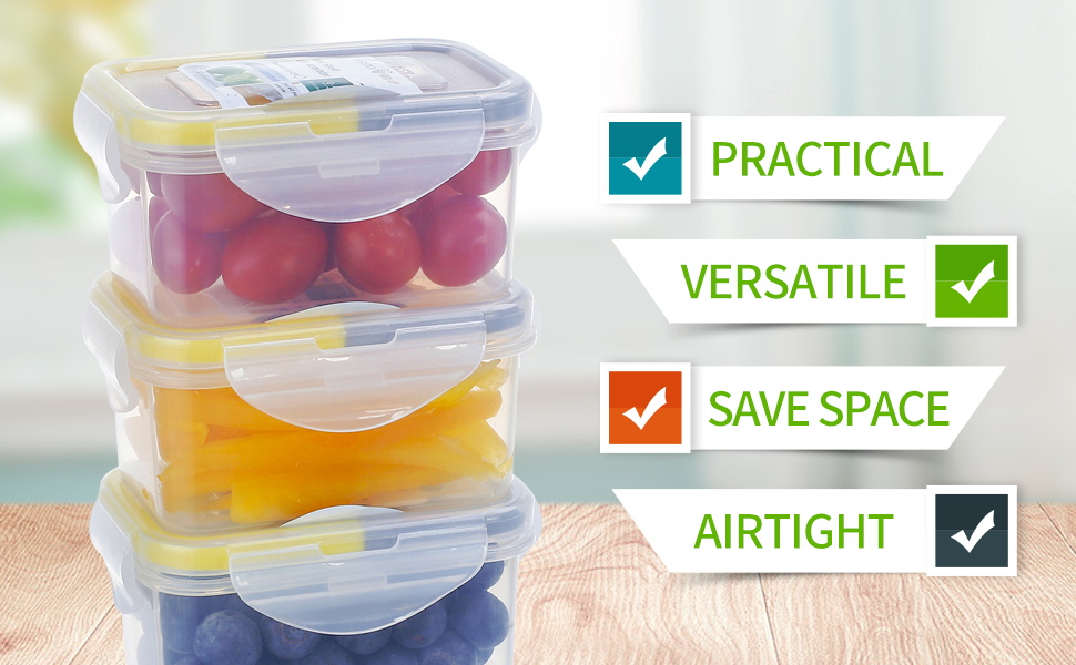 EASYLOCK 6 Pack 180ML Small Food Containers with Lids Airtight Plastic