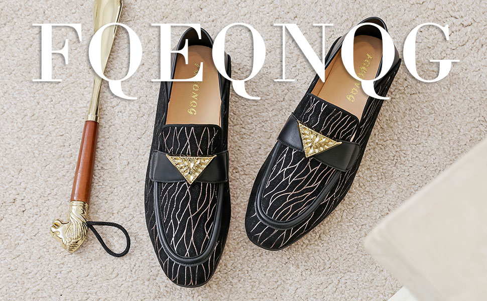 FQEQNQG Men Velvet Loafer Dress Smoking Fashion Slippers Penny Party Wedding Driving black Beige