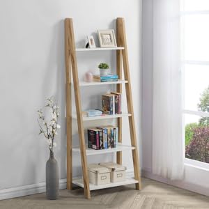 DeckUp Plank RENO Engineered Wood Book Shelf and Display Unit (Wotan Oak and White) SPN-FOR1