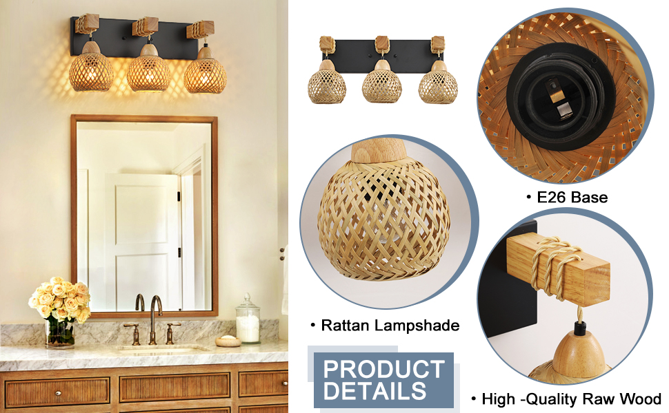 3-Light Bathroom Vanity Light Fixtures
