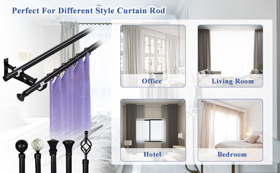 Curtain Pole Brackets, 4 Pack Double Curtain Pole Bracket 28mm Heavy