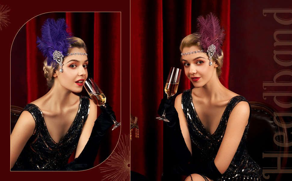 SWEETV 1920s Feather Headpiece