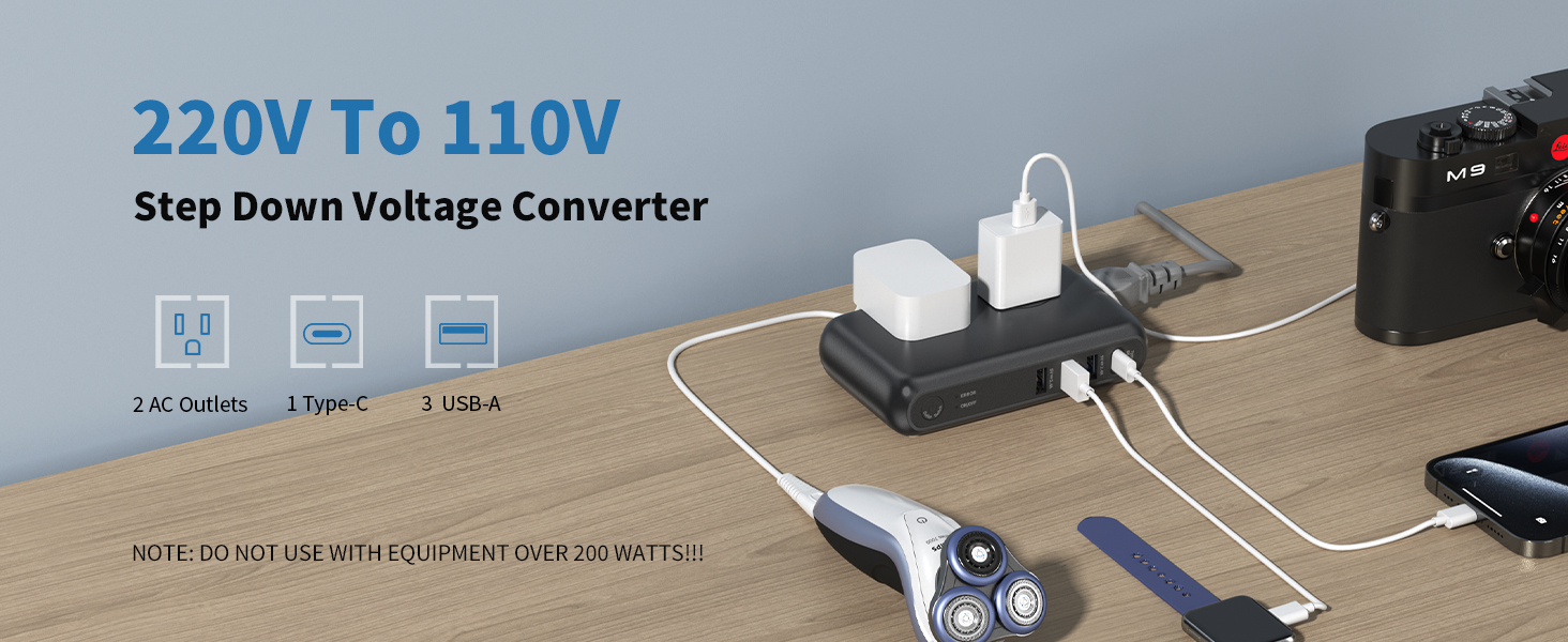 230 Watt Step Down 220V to 110V Voltage Converter,Universal