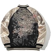 Sukajack Dragon Embroidered Men's Bomber Jacket Satin Loose Streetwear Japanese Style Hip Hop Win...