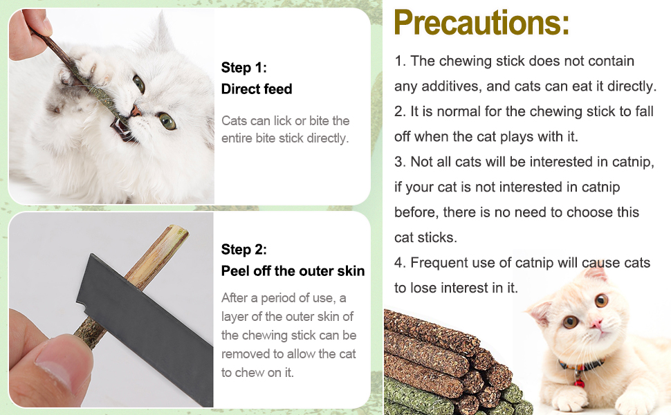 6 Catnip Matatabi Sticks, Natural Snacks for Cats, Interactive Edible