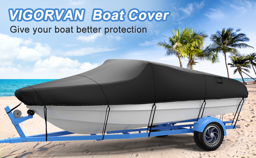 Vigorvan Heavy Duty 600D Marine Grade Boat Cover, 16'18' Trailerable Waterproof