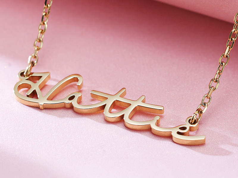Custom Gold Name Necklace with Heart