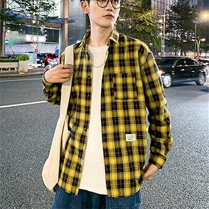 Amazon.co.jp: Gergeousチェックシャツ メンズ ゆったり シャツ