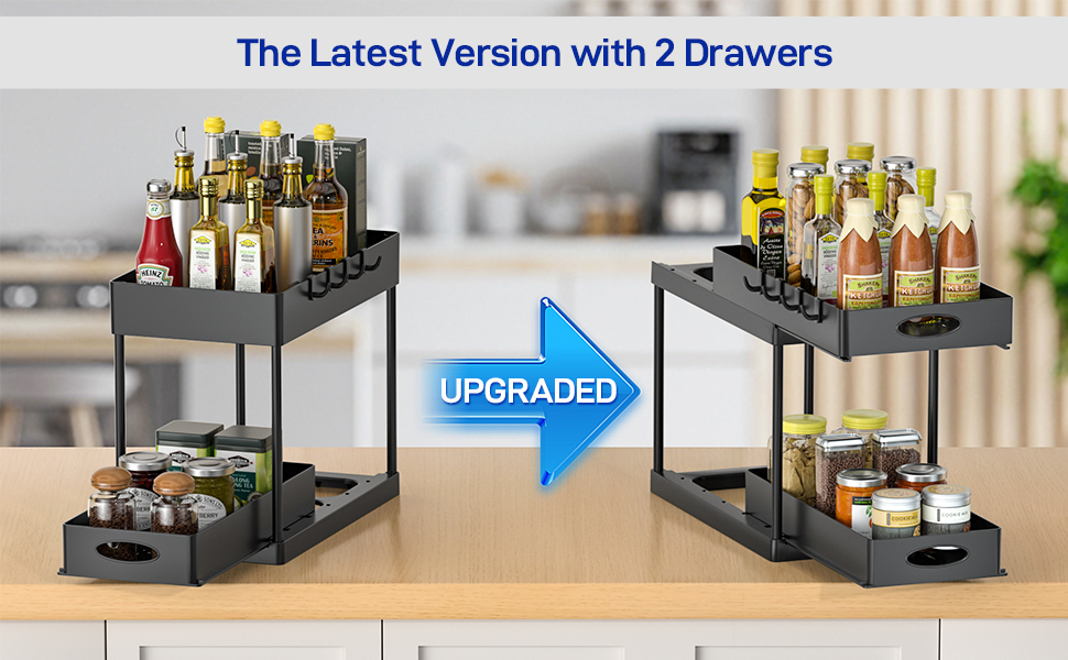 2Tier Under Sink Organizers and Storage Double Sliding