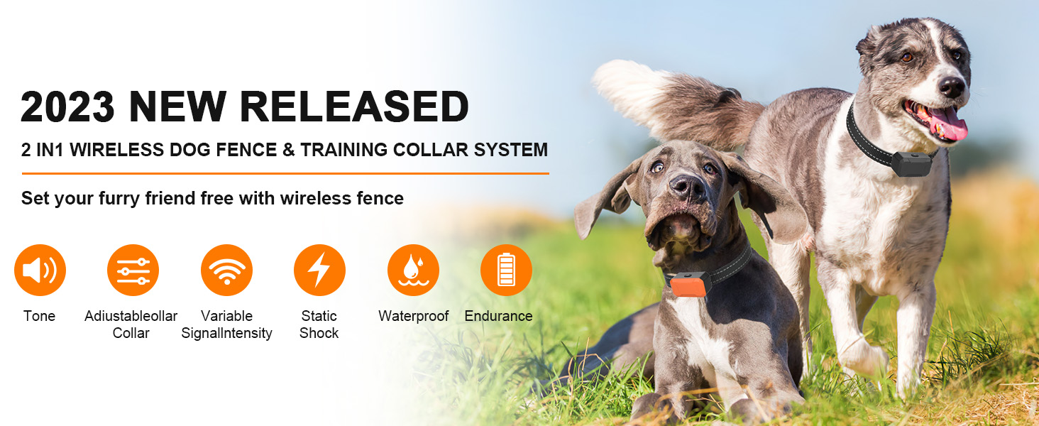 ZZWD Wireless Dog Fence System for Dog, 2 in 1 Electric