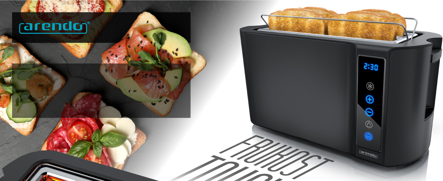 Frukost 4 slice long slot toaster - double wall housing – with warming rack – 6 browning setting