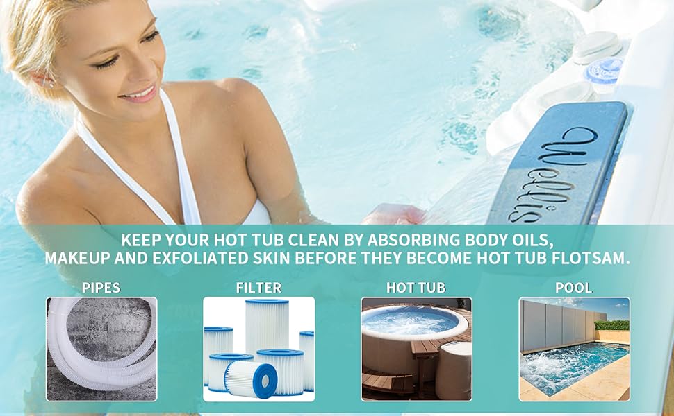 Hot Tub Scum Absorber for Spa Hot Tub, Reusable Spa & Pool Scum Bug