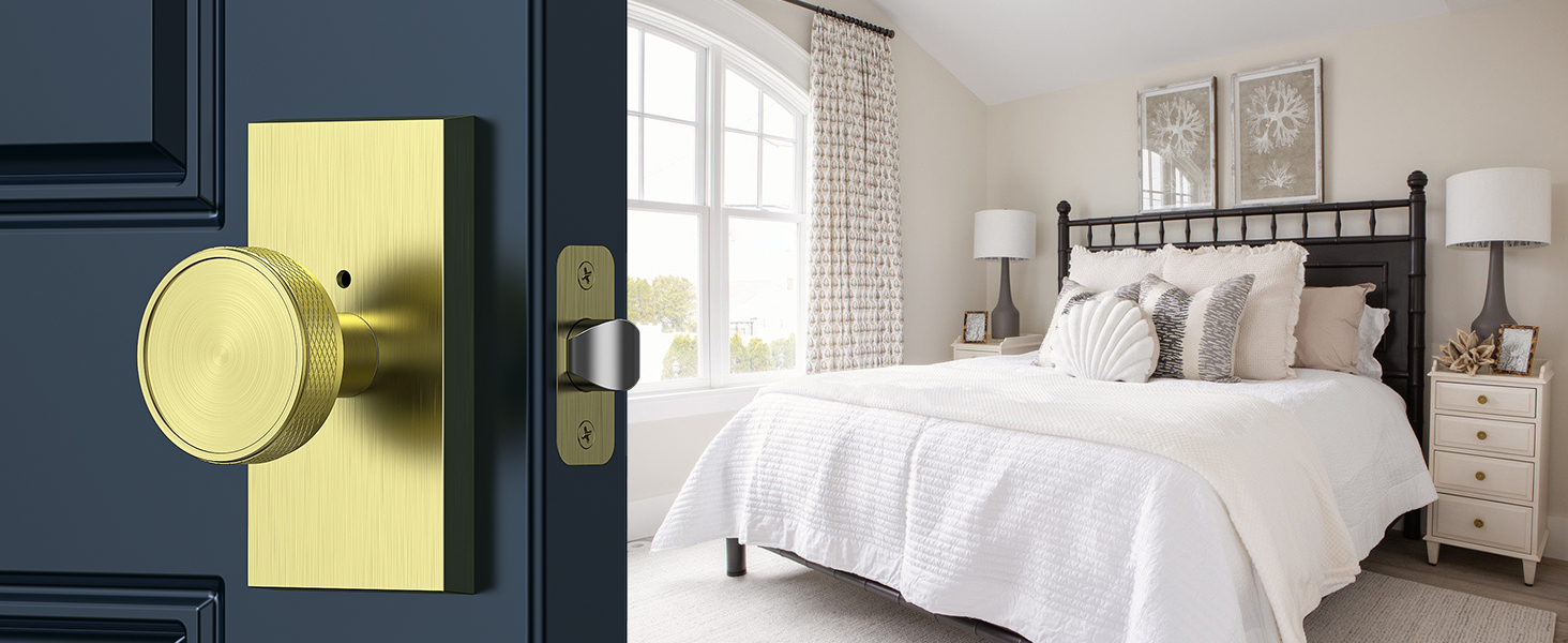 Mensarix Zinc Alloy Heavy Duty Privacy Gold Door Knobs, 1 Pack Anti ...
