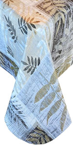 Gray Fern Vinyl Tablecloth Flannel backing