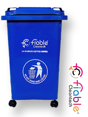 Fiable Cleantech 50 Liter Dustbin With Lid , Wheeled Dustbin , Blue Waste Bin SPN-MX9E8