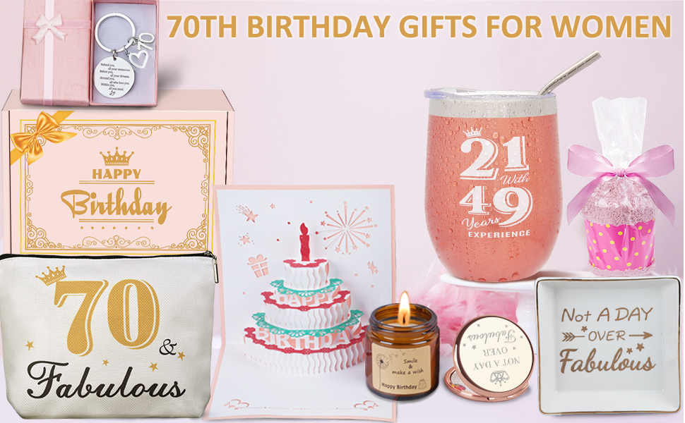 70th Birthday Gifts For Women, Happy 70th Birthday Gifts Basket For Her Mom Sister