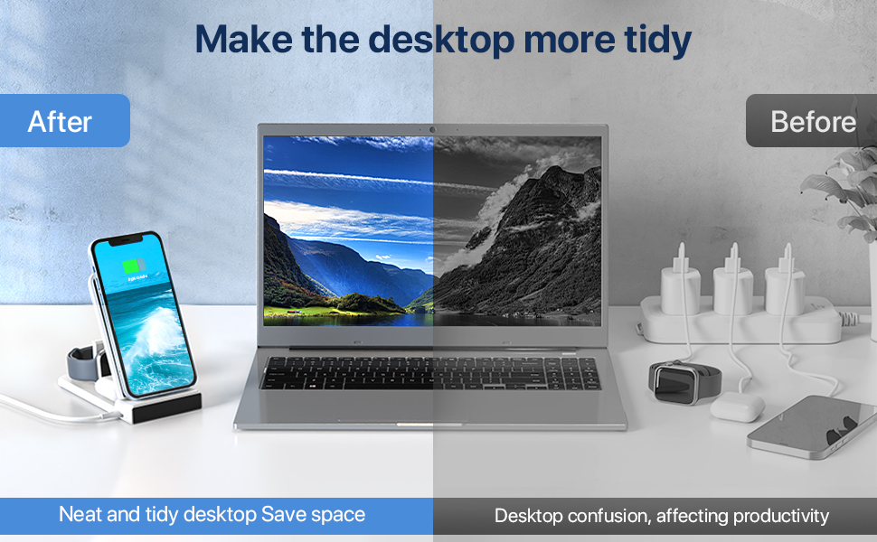 Wireless Charging Station, 3 in 1 Wireless Charger Stand