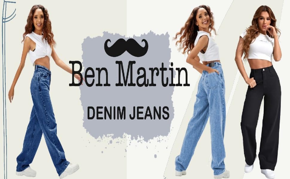 Ben Martin Women High Waist Stretchable Baggy Oversized Loose Fit Casual Wear Denim Jeans for Women