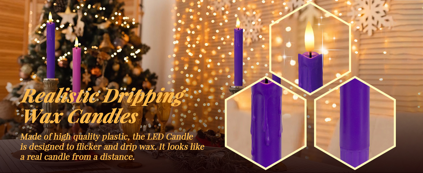 Vtobay Flameless LED Remote Advent Taper Candles with