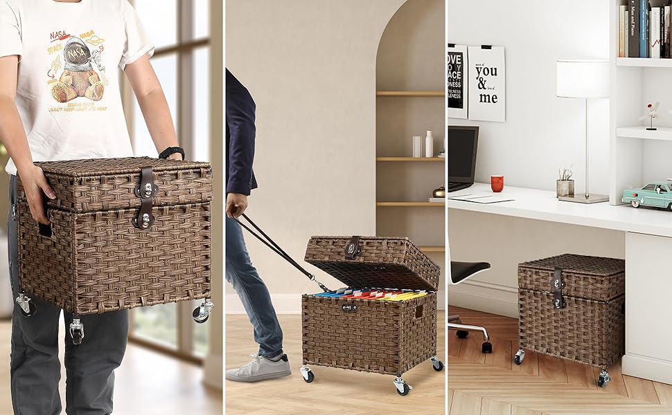 ETRONIK Rolling File Updated 2 Layer File for Home Office, Hand