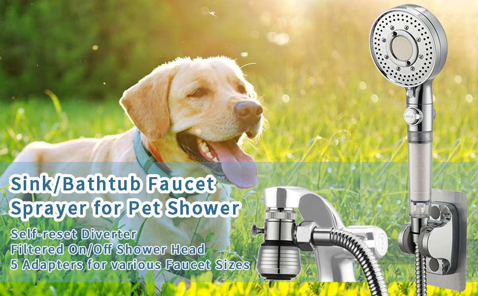 Filter DogShowerHead Faucet SprayerAttachment BathtubSink ON/OFF