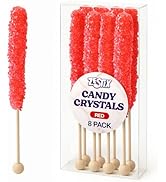 Red Rock Candy Sticks – Cherry Flavor – 8 Count – Individually Wrapped – Party Favor & Cake Toppe...