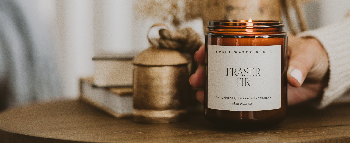 Sweet Water Decor Fraser Fir Pine Scented Candle for Holidays