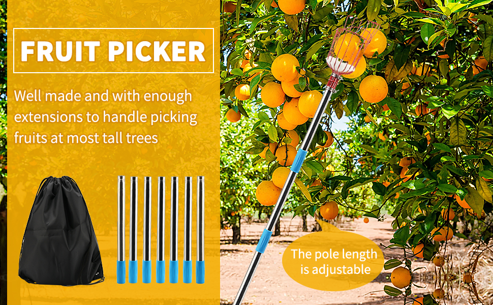 TOVIXY 10 FEET Fruit and Mango Plucker Equipped with a Net and Pole for Easy and Safe Fruit