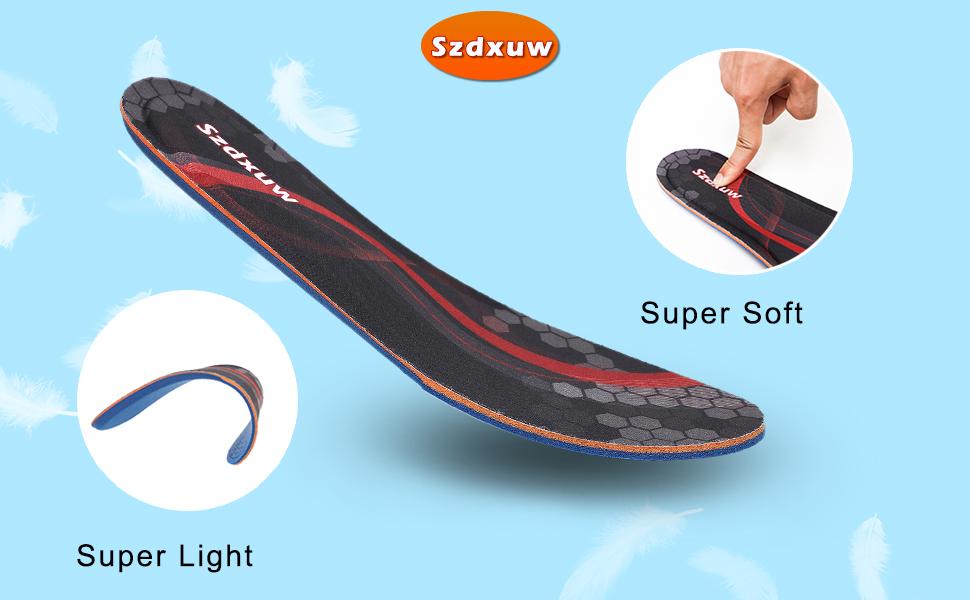 Szdxuw Memory Foam Insoles for Men and Women, Cut to Size Insoles, Soft