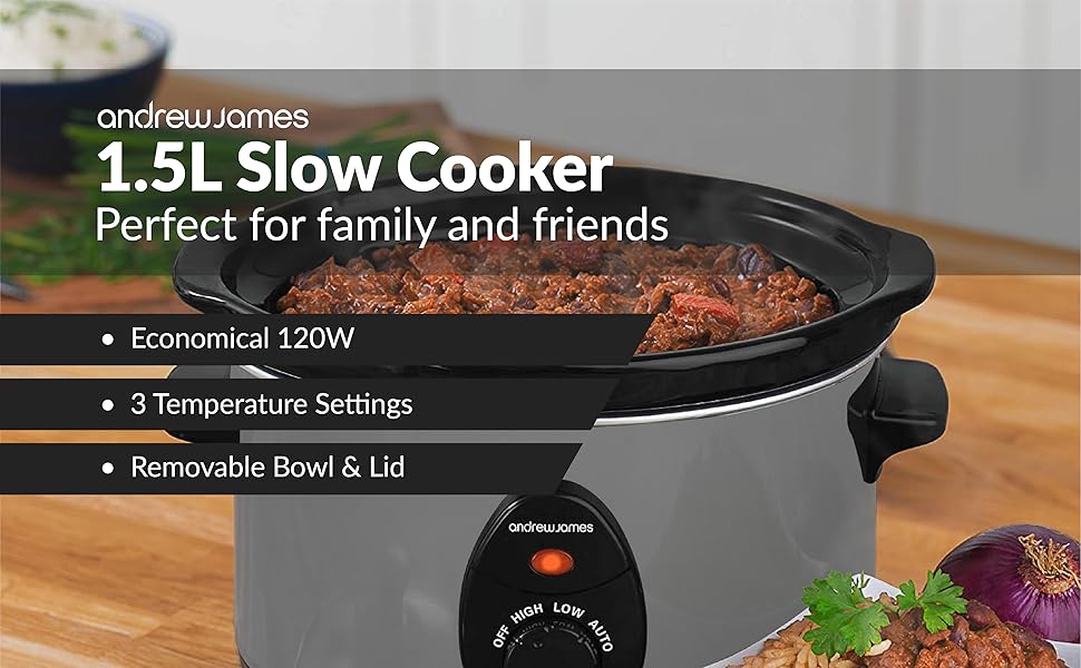 Andrew James Slow Cooker, Removeable Easy Clean Ceramic Bowl, 3