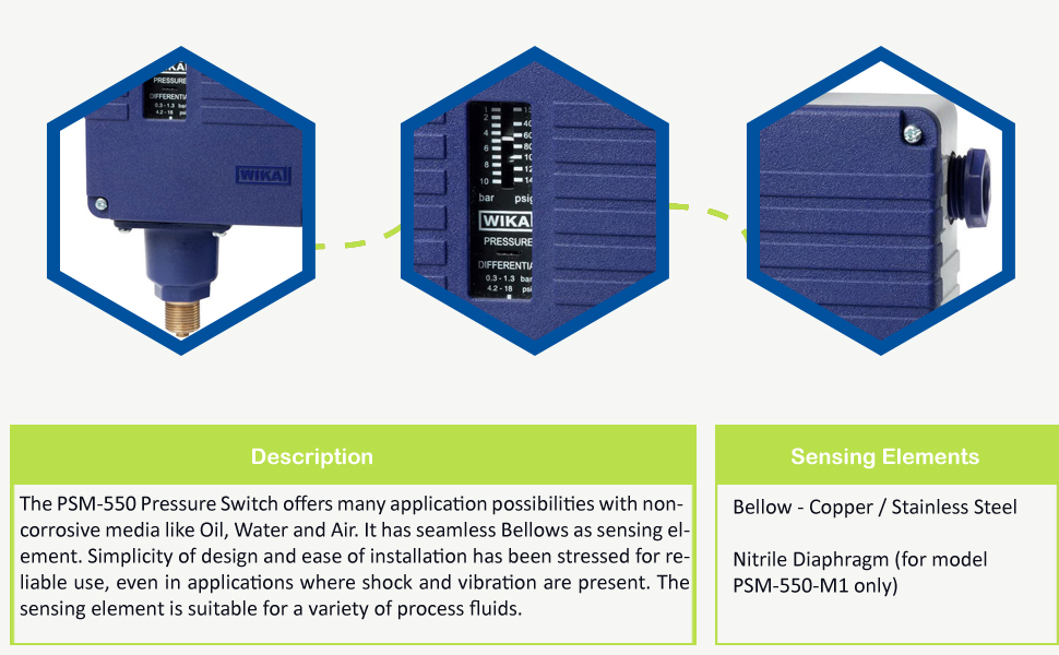 INDFOS Pressure Switch Model PSM550V111, Old Model RT 121 PB, Onsite