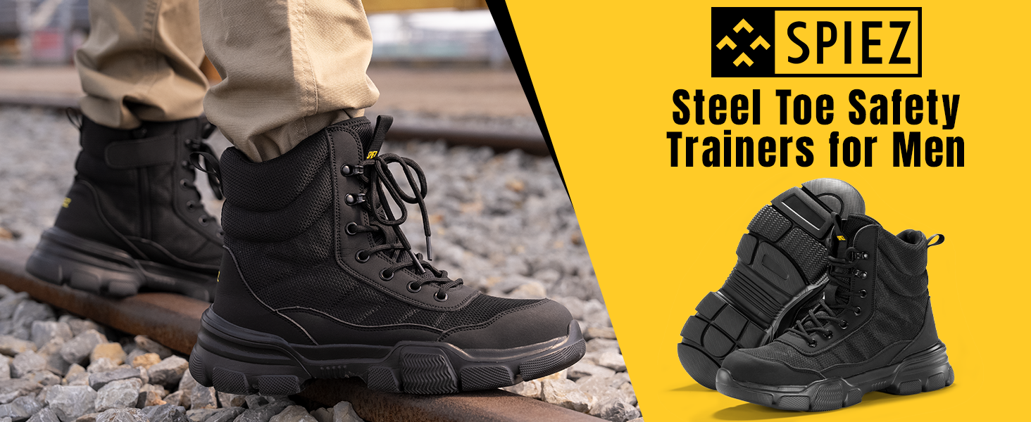 SPIEZ Steel Toe Cap Boots for Men with Puncture Proof Insole