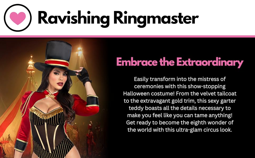 lifestyle image and description of ravishing ringmaster costume