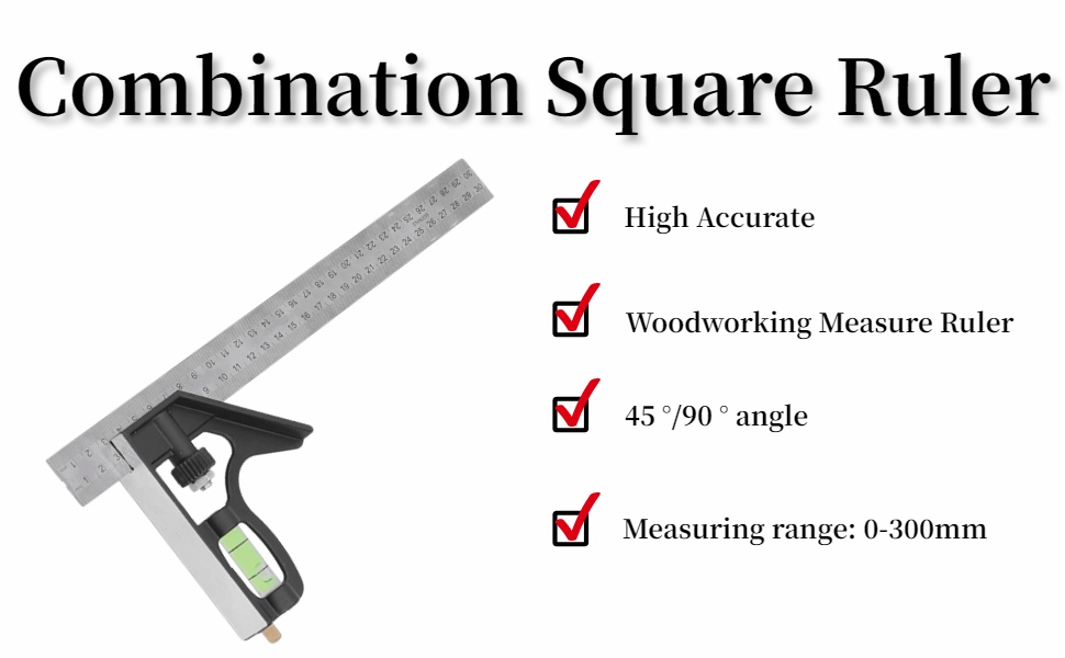 Combination Square, Aluminum Alloy Adjustable Straightedge, 300mm