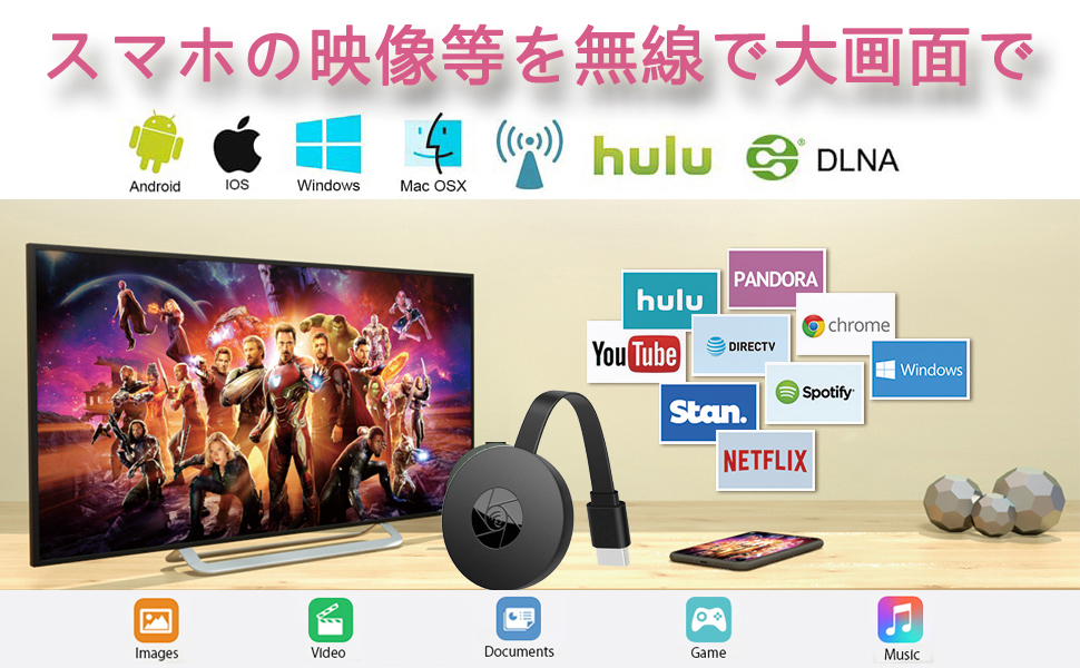ワイヤレスディスプレイレシーバー ミラーリング レシーバー XTRONS ワイヤレス HDMIドングル