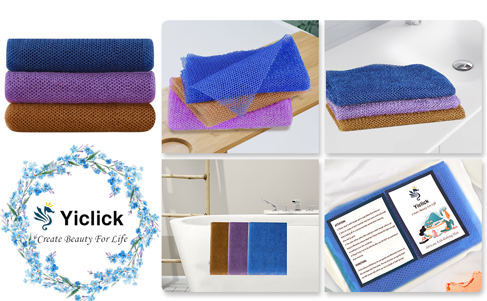 Yiclick Exfoliating African Net Sponge 3 Pcs Exfoliating Body