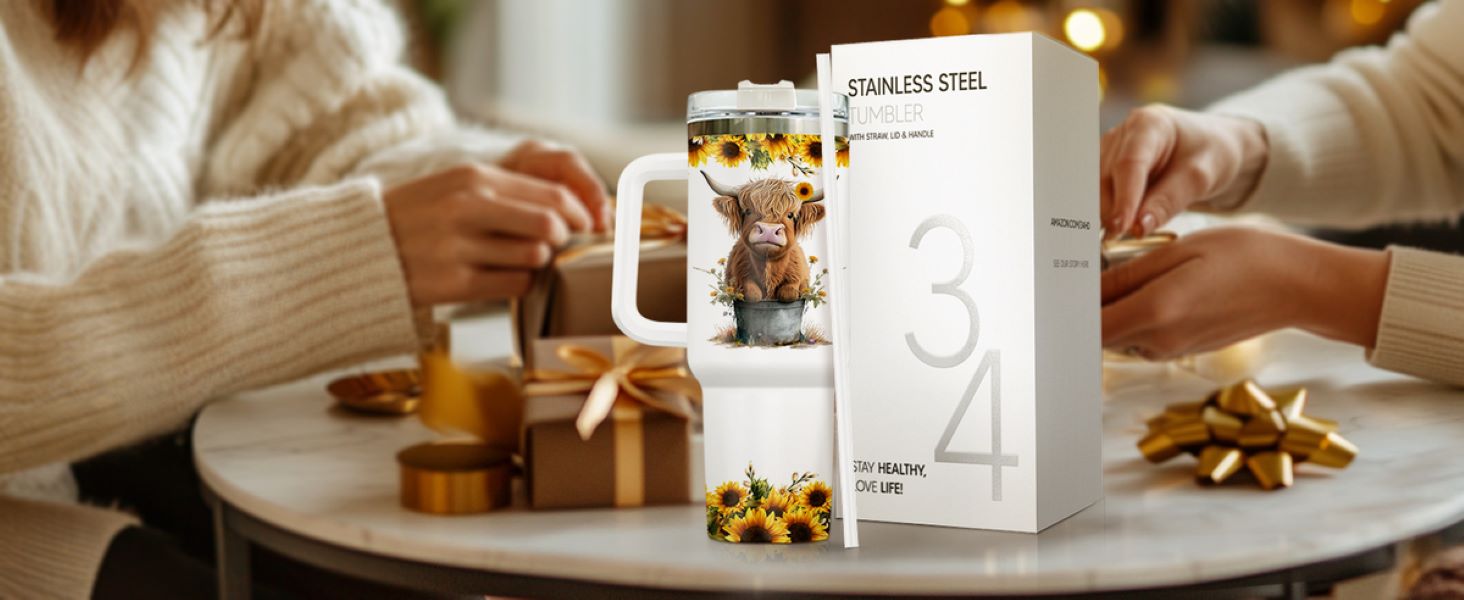 highland cow gifts, highland cow tumbler with handle