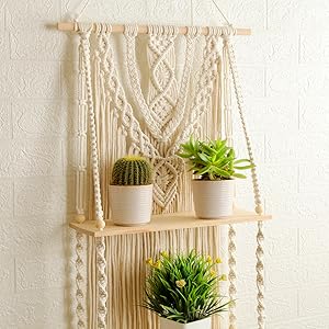 macrame hanging shelf