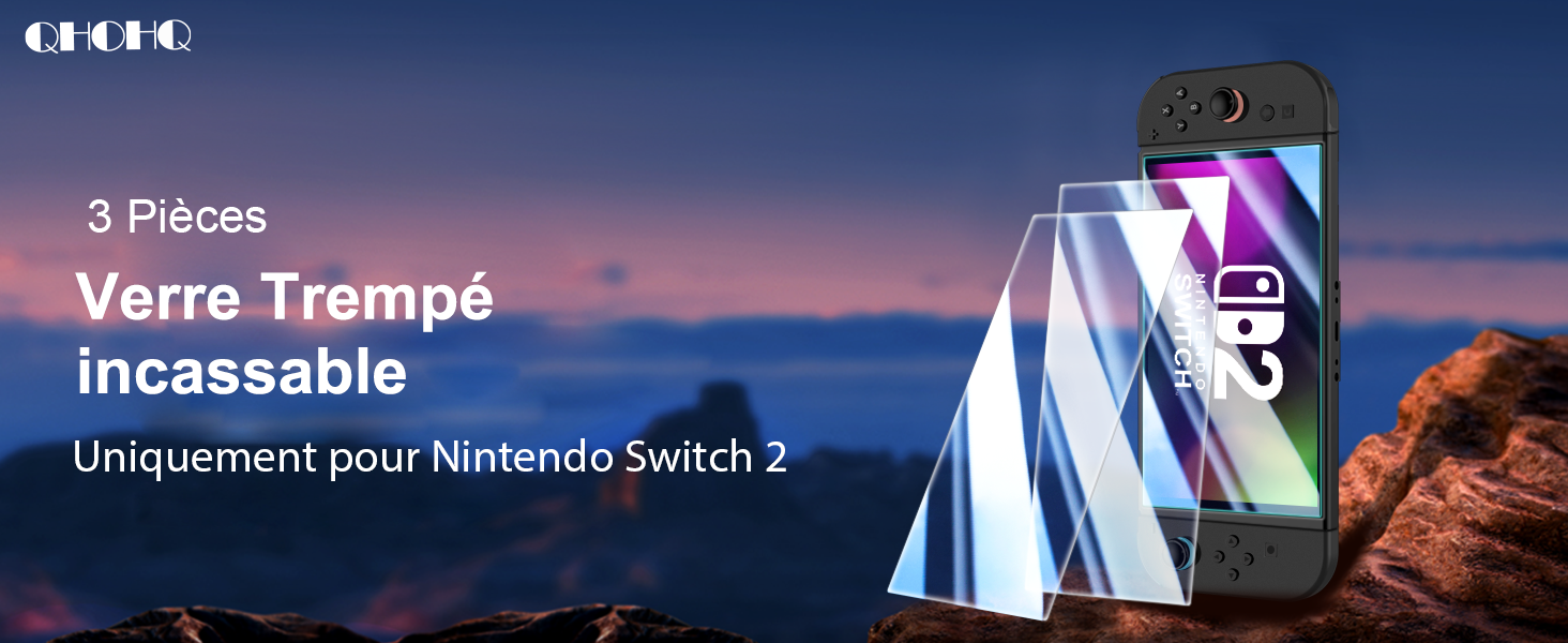 3 Pièces  Verre Trempé incassable  Uniquement pour Nintendo Switch 2