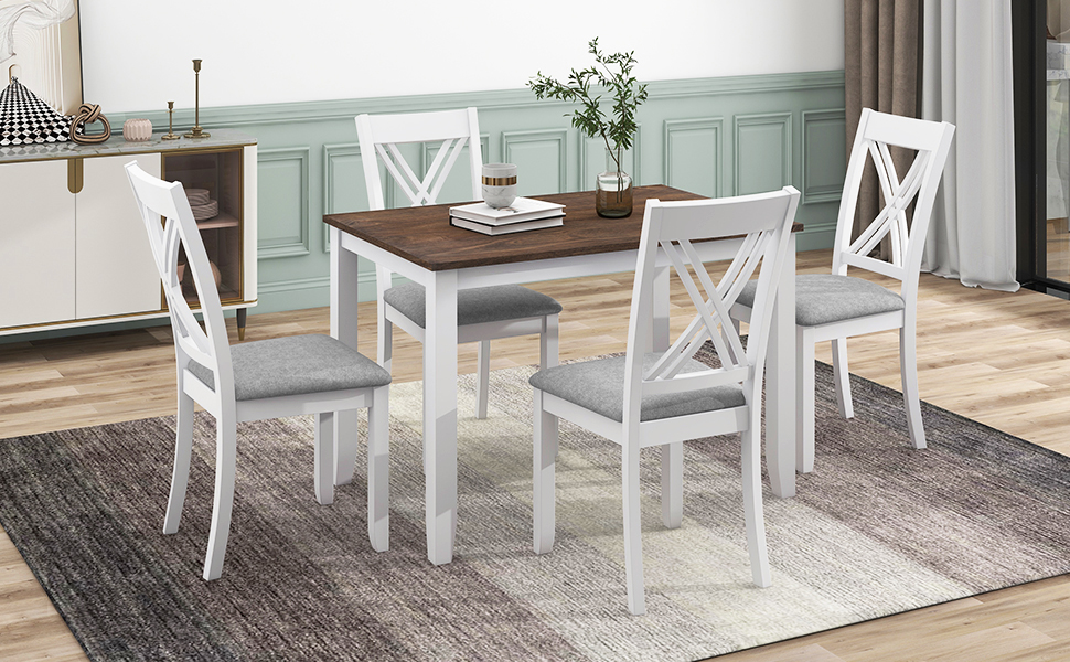 Amazon.com - JURMALYN 5 Piece Wood Dining Room Set for 4