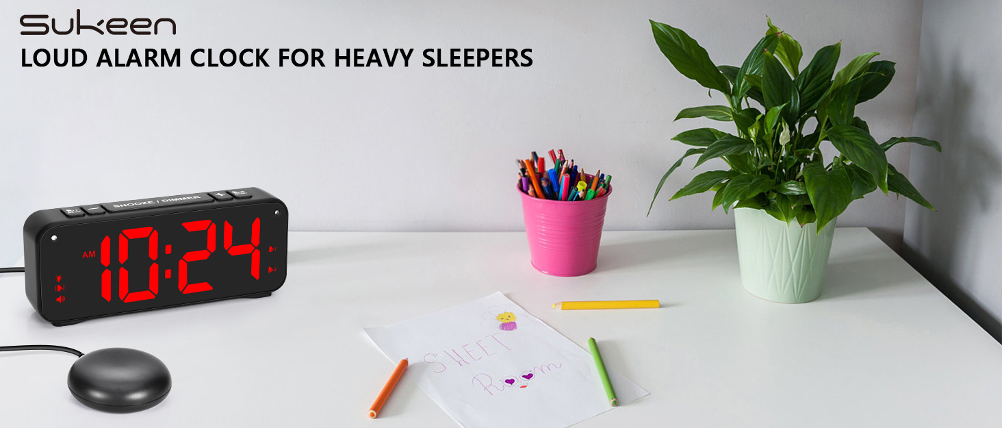Sukeen Vibrating Alarm Clock for Heavy Sleepers Dual Alarm Clock