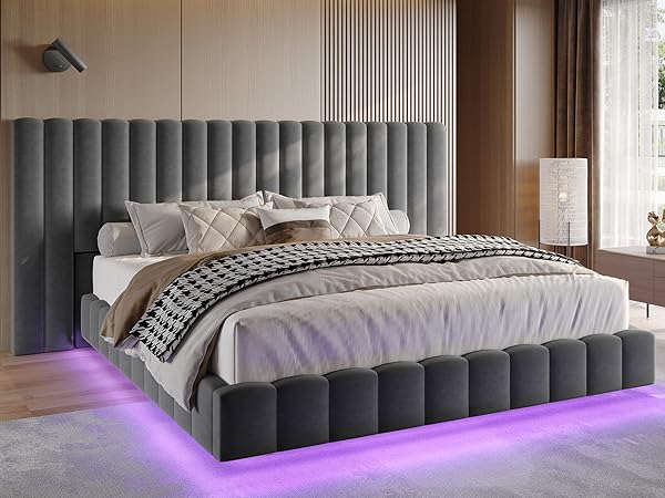 Amazon.com: Jocisland Queen Bed Frame with LED Lights and