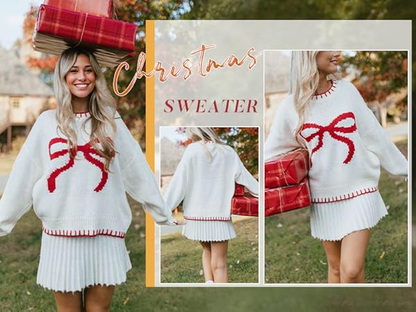 ルミニョンlove ribbon hoodie knit pullover Aiwpstoin Women Cute Bow Sweater Y2K Long Sleeve Knitted