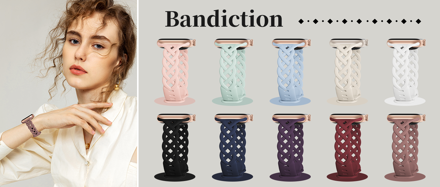 Braided Silicone Bands Compatible with Apple Watch 38mm 40mm 41mm for Women