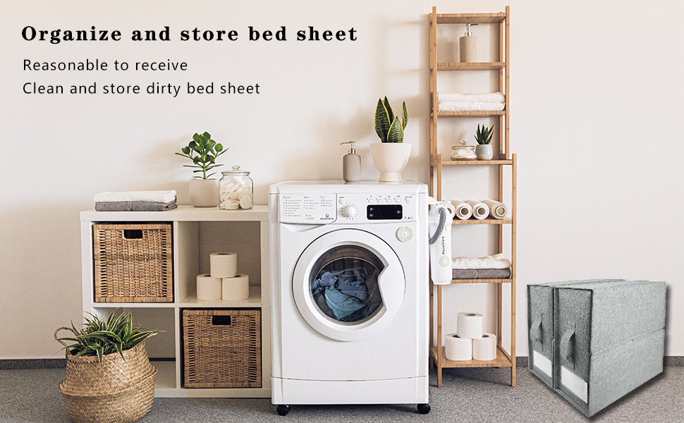 KOFRIT Foldable Bed Sheet Set Organizer, 2Pack Foldable