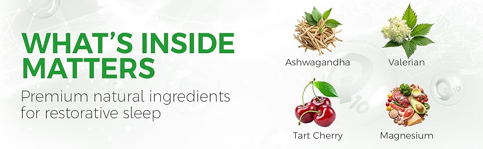 Ashwagandha, Valerian, Magnesium, Probiotics